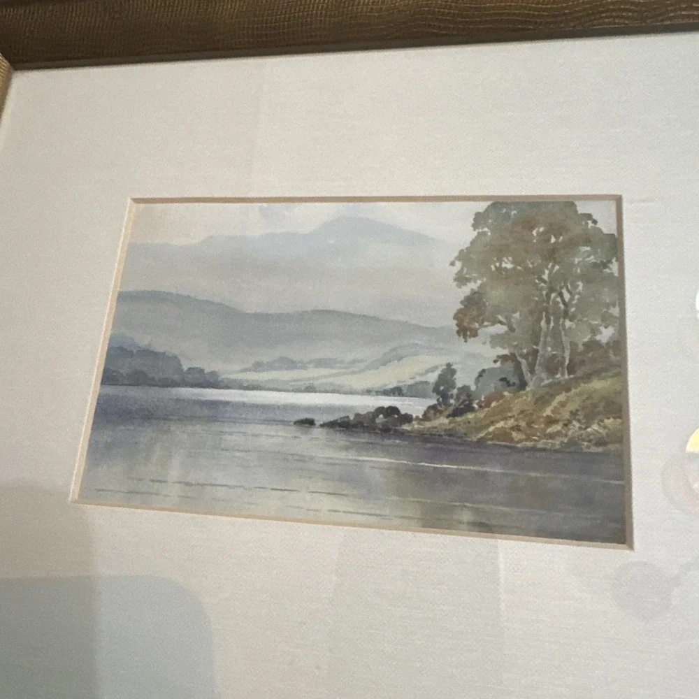 Pottery Barn Framed Landscape Art Print Gold Finish Wood Frame Wall Set of 2